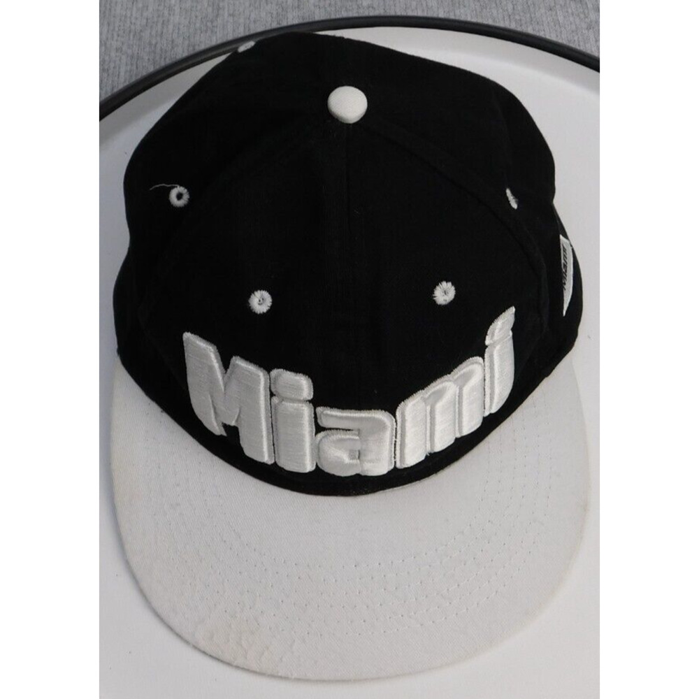 Surf Style Miami Beach Baseball Cap Black w/ White Letters Snapback Adjustable